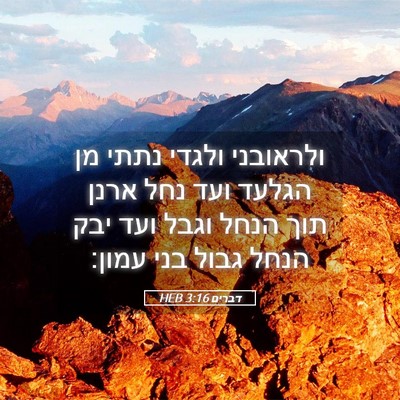 Picture 05 - דברים 3:16 HEB - ולראובני ולגדי נתתי מן - Bible Verse Picture
