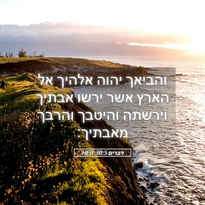 Picture 05 - דברים 30:5 HEB - והביאך יהוה אלהיך אל הארץ - Bible Verse Picture