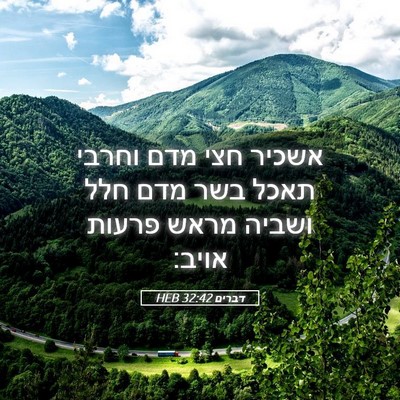 Picture 05 - דברים 32:42 HEB - אשכיר חצי מדם וחרבי תאכל - Bible Verse Picture