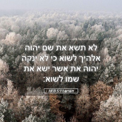 Picture 05 - דברים 5:11 HEB - לא תשא את שם יהוה אלהיך - Bible Verse Picture
