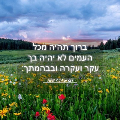 Picture 05 - דברים 7:14 HEB - ברוך תהיה מכל העמים לא יהיה - Bible Verse Picture