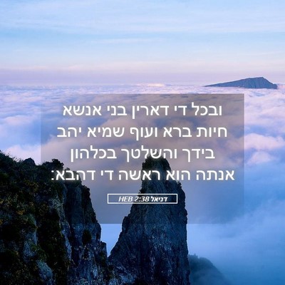 Picture 05 - דניאל 2:38 HEB - ובכל די דארין בני אנשא חיות - Bible Verse Picture