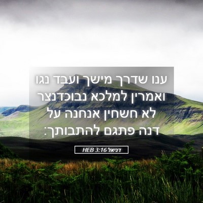 Picture 05 - דניאל 3:16 HEB - ענו שדרך מישך ועבד נגו - Bible Verse Picture