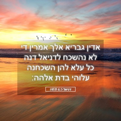 Picture 05 - דניאל 6:5 HEB - אדין גבריא אלך אמרין די לא - Bible Verse Picture