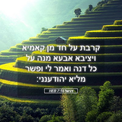 Picture 05 - דניאל 7:16 HEB - קרבת על חד מן קאמיא ויציבא - Bible Verse Picture