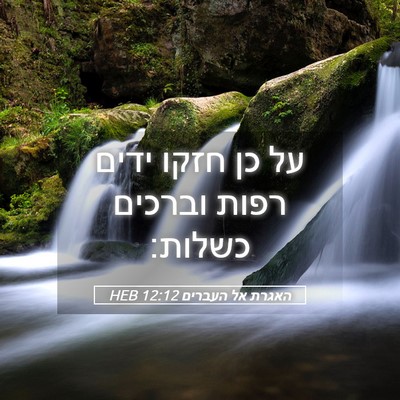 Picture 05 - האגרת אל העברים 12:12 HEB - על כן חזקו ידים רפות וברכים - Bible Verse Picture