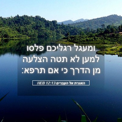 Picture 05 - האגרת אל העברים 12:13 HEB - ומעגל רגליכם פלסו למען לא - Bible Verse Picture