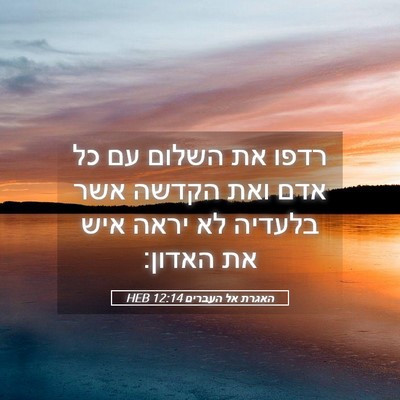 Picture 05 - האגרת אל העברים 12:14 HEB - רדפו את השלום עם כל אדם ואת - Bible Verse Picture