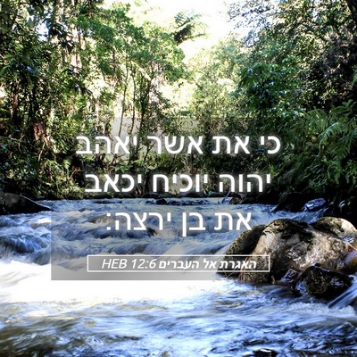 Picture 05 - האגרת אל העברים 12:6 HEB - כי את אשר יאהב יהוה יוכיח - Bible Verse Picture