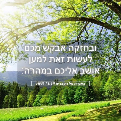 Picture 05 - האגרת אל העברים 13:19 HEB - ובחזקה אבקש מכם לעשות זאת - Bible Verse Picture