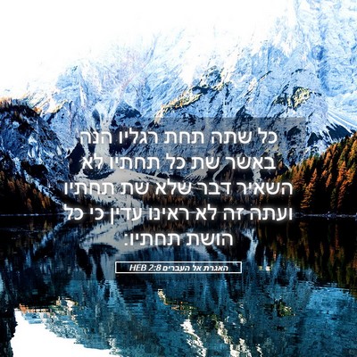 Picture 05 - האגרת אל העברים 2:8 HEB - כל שתה תחת רגליו הנה באשר - Bible Verse Picture