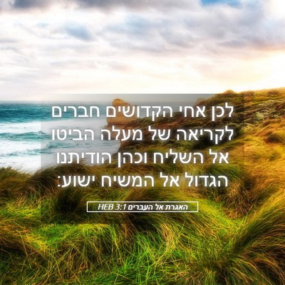 Picture 05 - האגרת אל העברים 3:1 HEB - לכן אחי הקדושים חברים - Bible Verse Picture