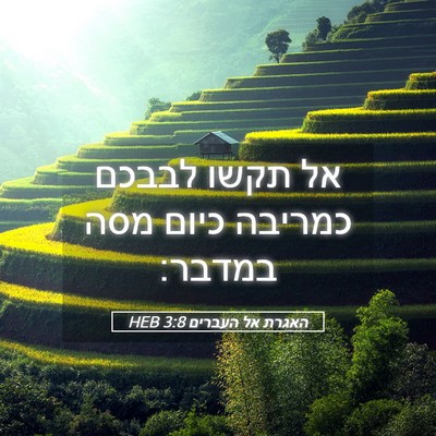 Picture 05 - האגרת אל העברים 3:8 HEB - אל תקשו לבבכם כמריבה כיום - Bible Verse Picture