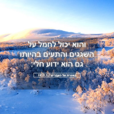 Picture 05 - האגרת אל העברים 5:2 HEB - והוא יכול לחמל על השגגים - Bible Verse Picture