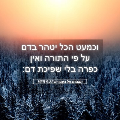 Picture 05 - האגרת אל העברים 9:22 HEB - וכמעט הכל יטהר בדם על פי - Bible Verse Picture