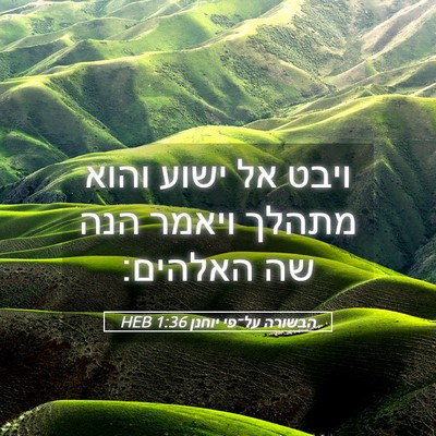 Picture 05 - הבשורה על־פי יוחנן 1:36 HEB - ויבט אל ישוע והוא מתהלך - Bible Verse Picture