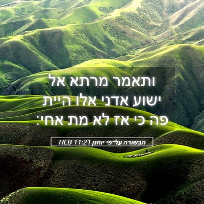 Picture 05 - הבשורה על־פי יוחנן 11:21 HEB - ותאמר מרתא אל ישוע אדני אלו - Bible Verse Picture