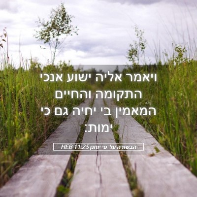 Picture 05 - הבשורה על־פי יוחנן 11:25 HEB - ויאמר אליה ישוע אנכי - Bible Verse Picture