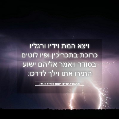 Picture 05 - הבשורה על־פי יוחנן 11:44 HEB - ויצא המת וידיו ורגליו - Bible Verse Picture