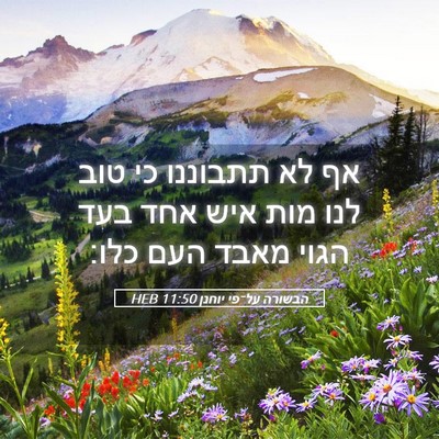 Picture 05 - הבשורה על־פי יוחנן 11:50 HEB - אף לא תתבוננו כי טוב לנו - Bible Verse Picture