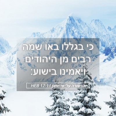 Picture 05 - הבשורה על־פי יוחנן 12:11 HEB - כי בגללו באו שמה רבים מן - Bible Verse Picture