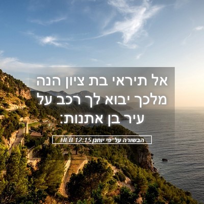Picture 05 - הבשורה על־פי יוחנן 12:15 HEB - אל תיראי בת ציון הנה מלכך - Bible Verse Picture