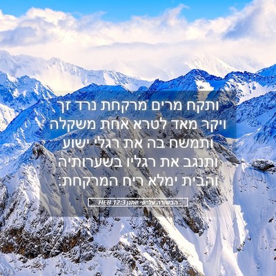 Picture 05 - הבשורה על־פי יוחנן 12:3 HEB - ותקח מרים מרקחת נרד זך ויקר - Bible Verse Picture
