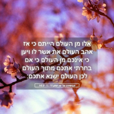 Picture 05 - הבשורה על־פי יוחנן 15:19 HEB - אלו מן העולם הייתם כי אז - Bible Verse Picture
