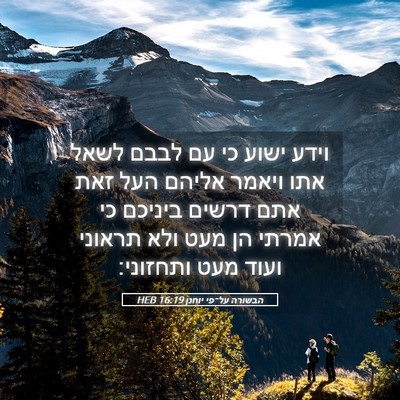 Picture 05 - הבשורה על־פי יוחנן 16:19 HEB - וידע ישוע כי עם לבבם לשאל - Bible Verse Picture