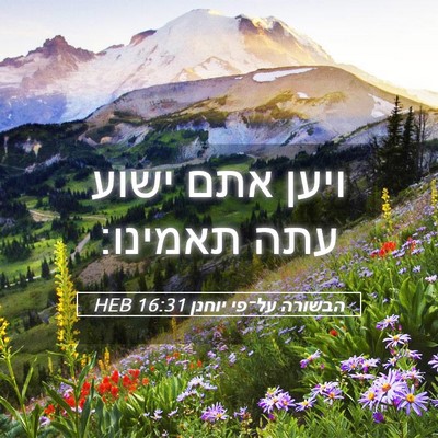 Picture 05 - הבשורה על־פי יוחנן 16:31 HEB - ויען אתם ישוע עתה - Bible Verse Picture