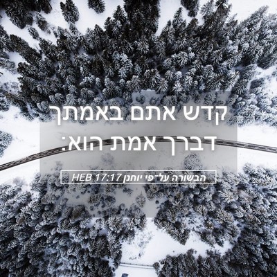 Picture 05 - הבשורה על־פי יוחנן 17:17 HEB - קדש אתם באמתך דברך אמת - Bible Verse Picture