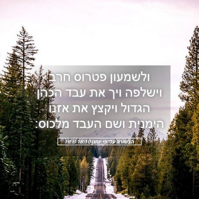 Picture 05 - הבשורה על־פי יוחנן 18:10 HEB - ולשמעון פטרוס חרב וישלפה - Bible Verse Picture