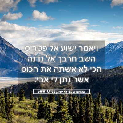 Picture 05 - הבשורה על־פי יוחנן 18:11 HEB - ויאמר ישוע אל פטרוס השב - Bible Verse Picture