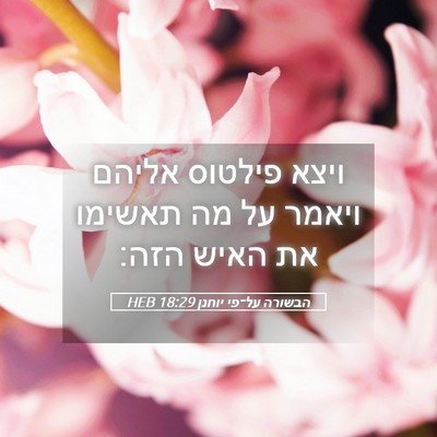 Picture 05 - הבשורה על־פי יוחנן 18:29 HEB - ויצא פילטוס אליהם ויאמר על - Bible Verse Picture