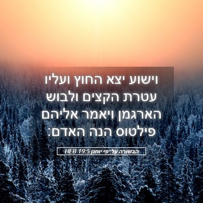 Picture 05 - הבשורה על־פי יוחנן 19:5 HEB - וישוע יצא החוץ ועליו עטרת - Bible Verse Picture