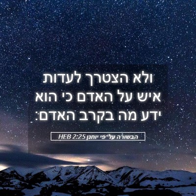 Picture 05 - הבשורה על־פי יוחנן 2:25 HEB - ולא הצטרך לעדות איש על האדם - Bible Verse Picture