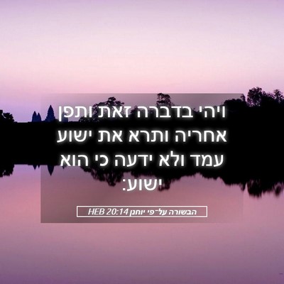 Picture 05 - הבשורה על־פי יוחנן 20:14 HEB - ויהי בדברה זאת ותפן אחריה - Bible Verse Picture