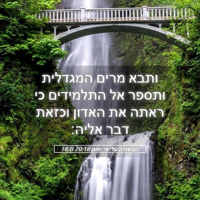 Picture 05 - הבשורה על־פי יוחנן 20:18 HEB - ותבא מרים המגדלית ותספר אל - Bible Verse Picture