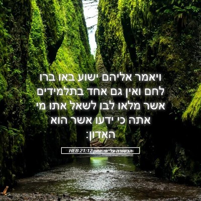 Picture 05 - הבשורה על־פי יוחנן 21:12 HEB - ויאמר אליהם ישוע באו ברו - Bible Verse Picture