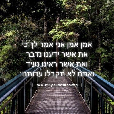 Picture 05 - הבשורה על־פי יוחנן 3:11 HEB - אמן אמן אני אמר לך כי את אשר - Bible Verse Picture