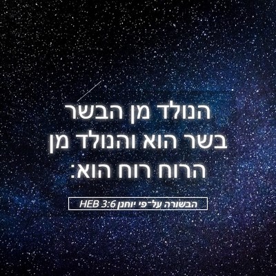 Picture 05 - הבשורה על־פי יוחנן 3:6 HEB - הנולד מן הבשר בשר הוא - Bible Verse Picture