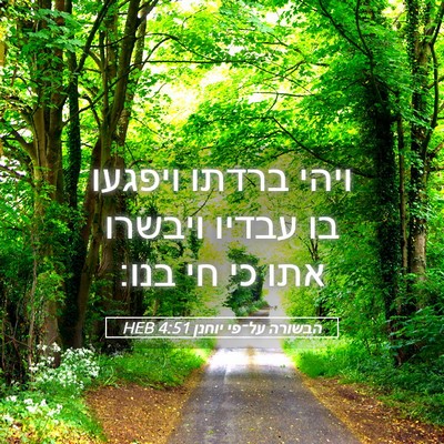 Picture 05 - הבשורה על־פי יוחנן 4:51 HEB - ויהי ברדתו ויפגעו בו עבדיו - Bible Verse Picture