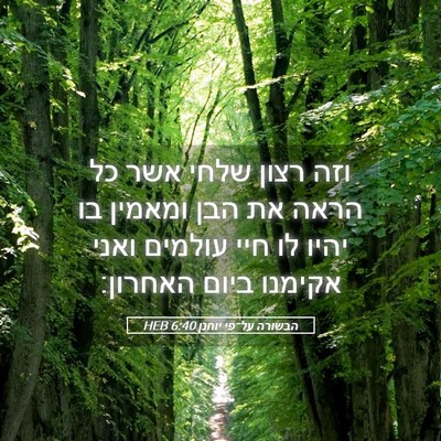 Picture 05 - הבשורה על־פי יוחנן 6:40 HEB - וזה רצון שלחי אשר כל הראה - Bible Verse Picture