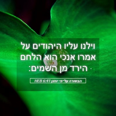 Picture 05 - הבשורה על־פי יוחנן 6:41 HEB - וילנו עליו היהודים על אמרו - Bible Verse Picture