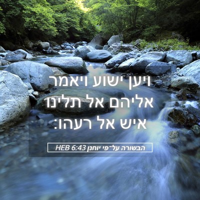 Picture 05 - הבשורה על־פי יוחנן 6:43 HEB - ויען ישוע ויאמר אליהם אל - Bible Verse Picture