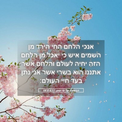 Picture 05 - הבשורה על־פי יוחנן 6:51 HEB - אנכי הלחם החי הירד מן השמים - Bible Verse Picture