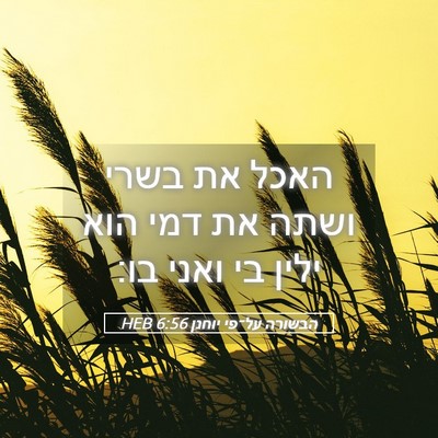 Picture 05 - הבשורה על־פי יוחנן 6:56 HEB - האכל את בשרי ושתה את דמי - Bible Verse Picture