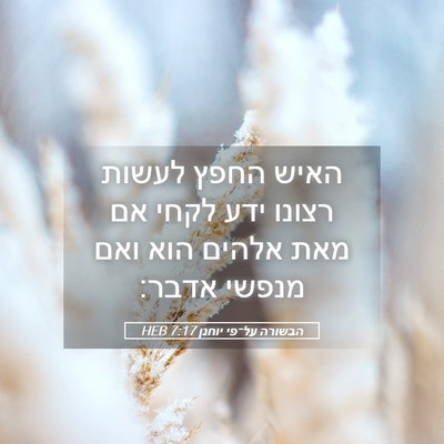 Picture 05 - הבשורה על־פי יוחנן 7:17 HEB - האיש החפץ לעשות רצונו ידע - Bible Verse Picture