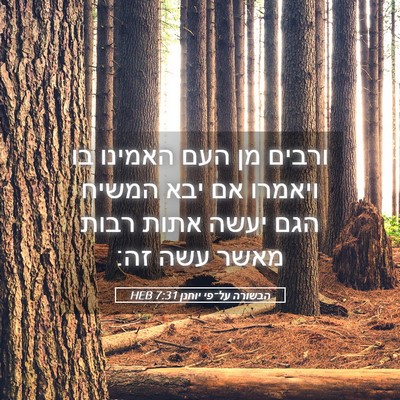 Picture 05 - הבשורה על־פי יוחנן 7:31 HEB - ורבים מן העם האמינו בו - Bible Verse Picture