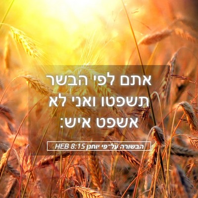 Picture 05 - הבשורה על־פי יוחנן 8:15 HEB - אתם לפי הבשר תשפטו ואני לא - Bible Verse Picture